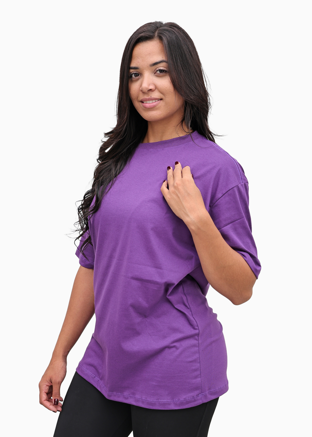 Camiseta Feminina Over Roxo Algodão