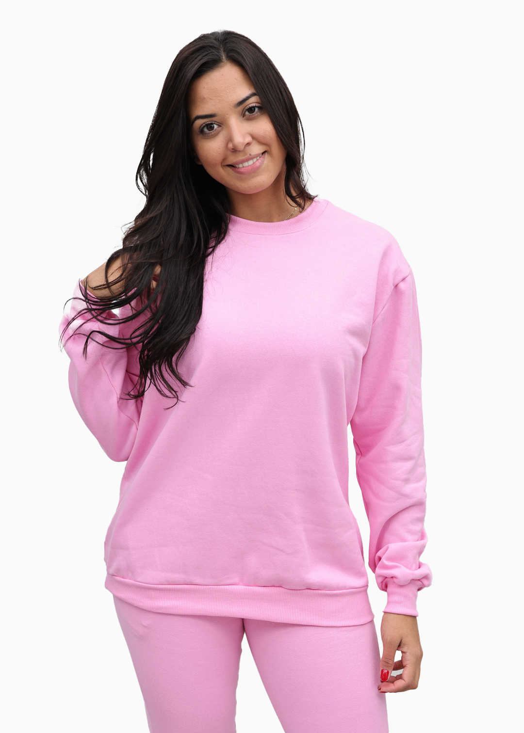 Moletom Feminino Careca Rosa Algodão