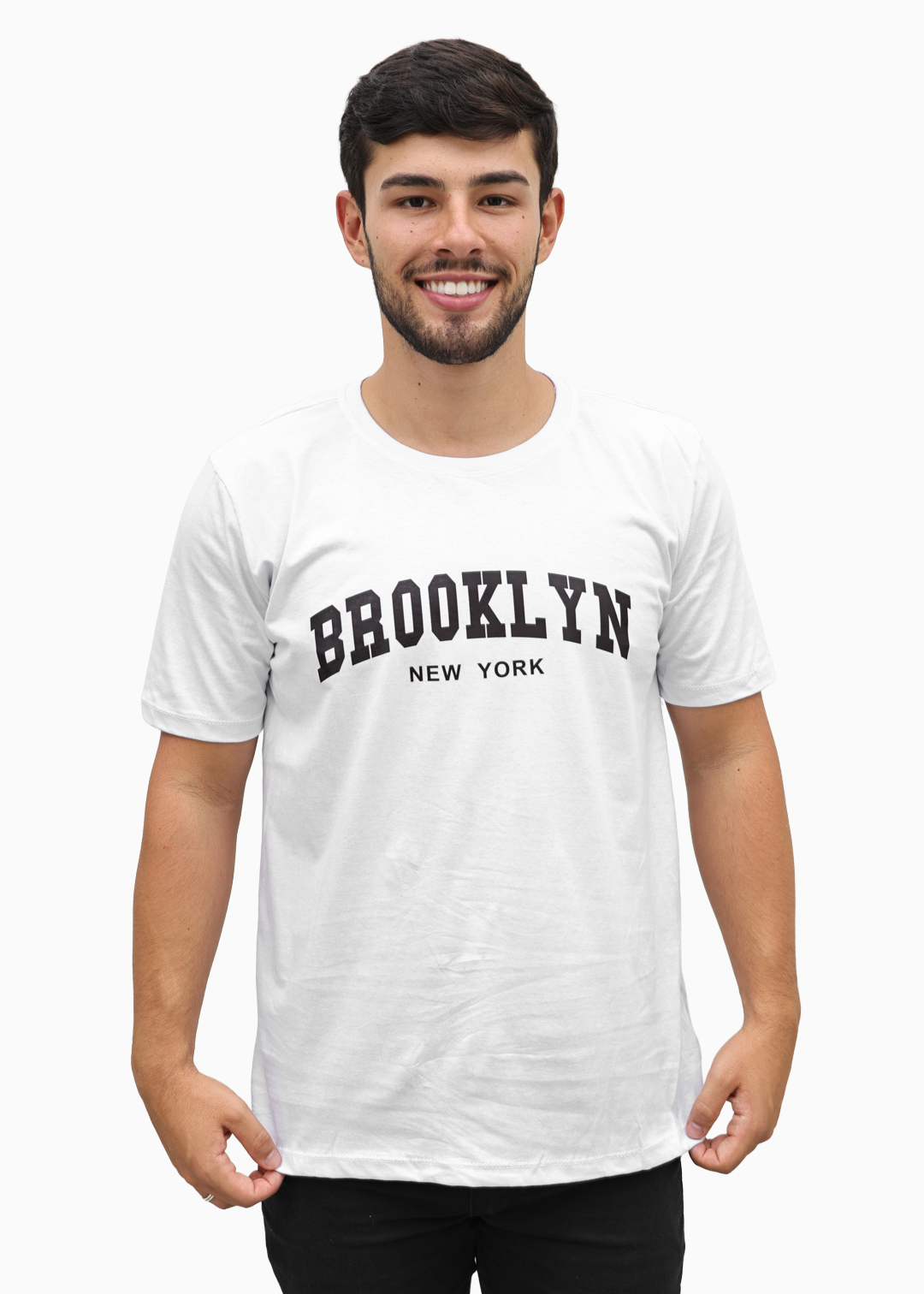 Camiseta Masculina Básica Branco Brooklyn Algodão