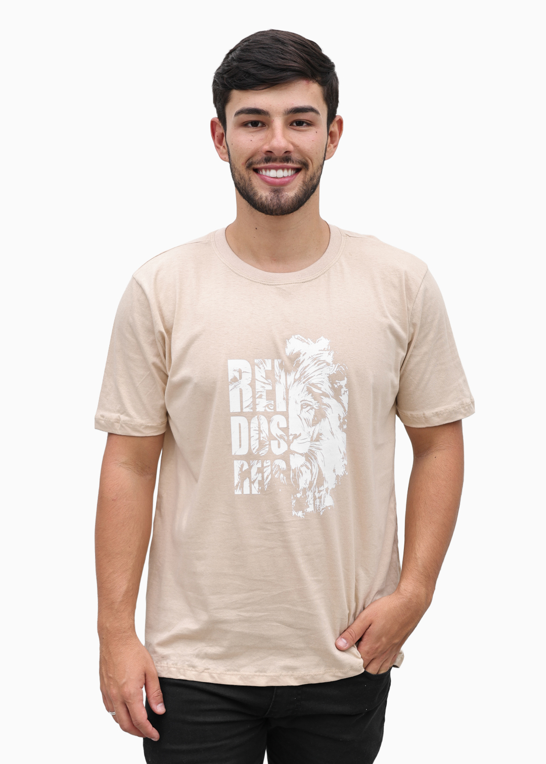 Camiseta Masculina Básica Caqui Rei dos Reis Algodão