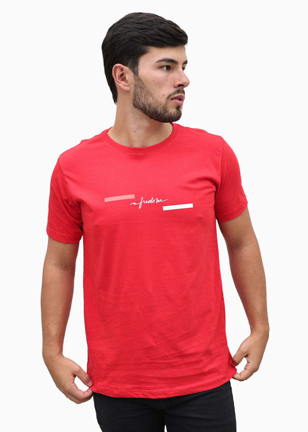 Camiseta Masculina Básica Vermelho Freedom Algodão