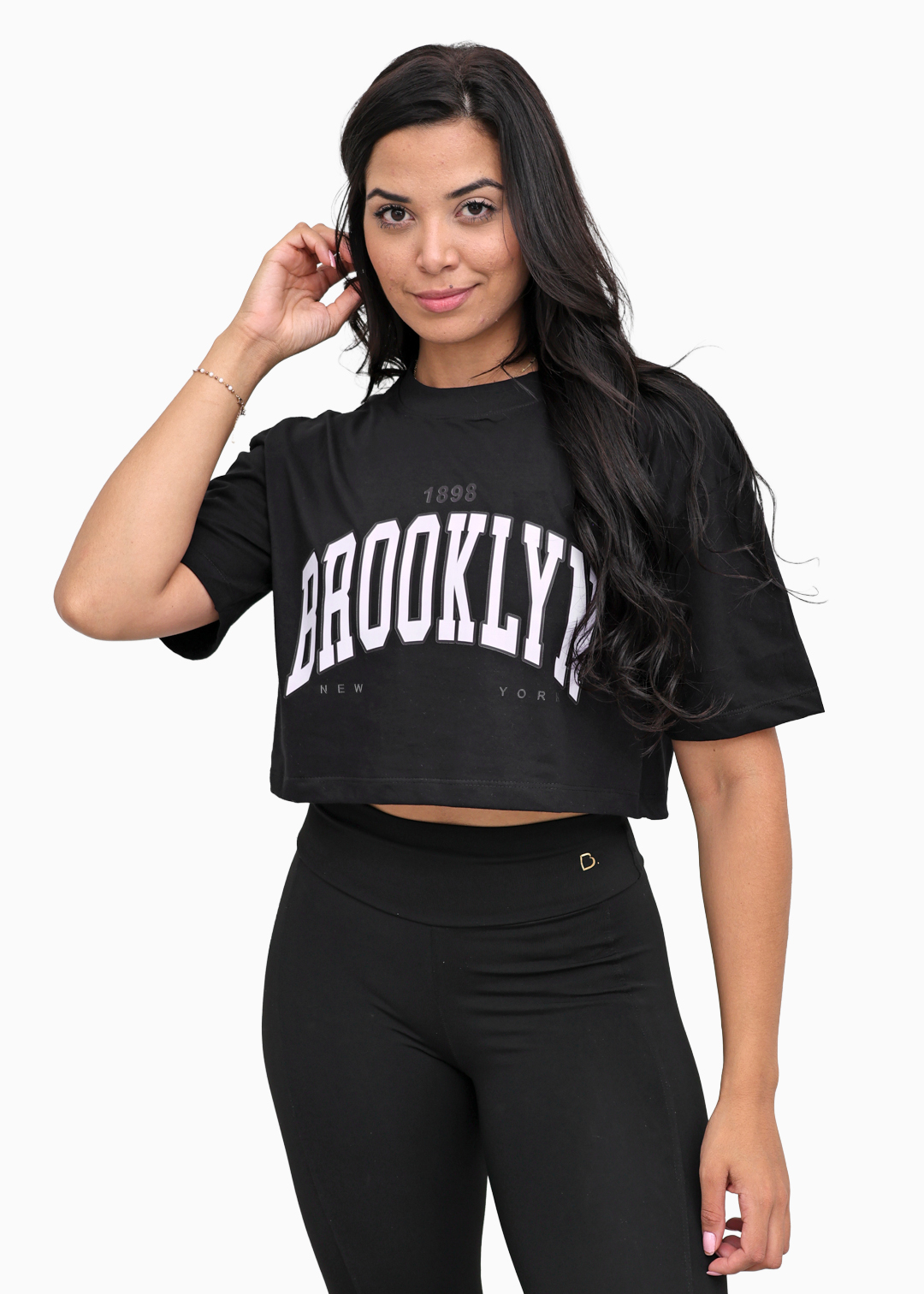 Camiseta Feminina Cropped Preto Brooklyn2 Algodão