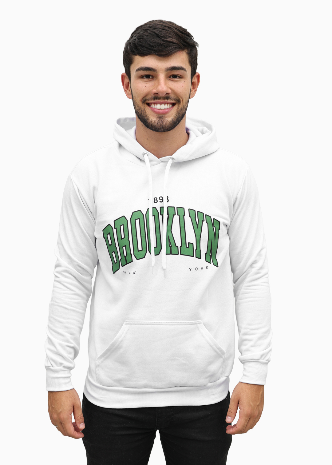 Moletom Masculino Canguru Branco Brooklyn2 Algodão