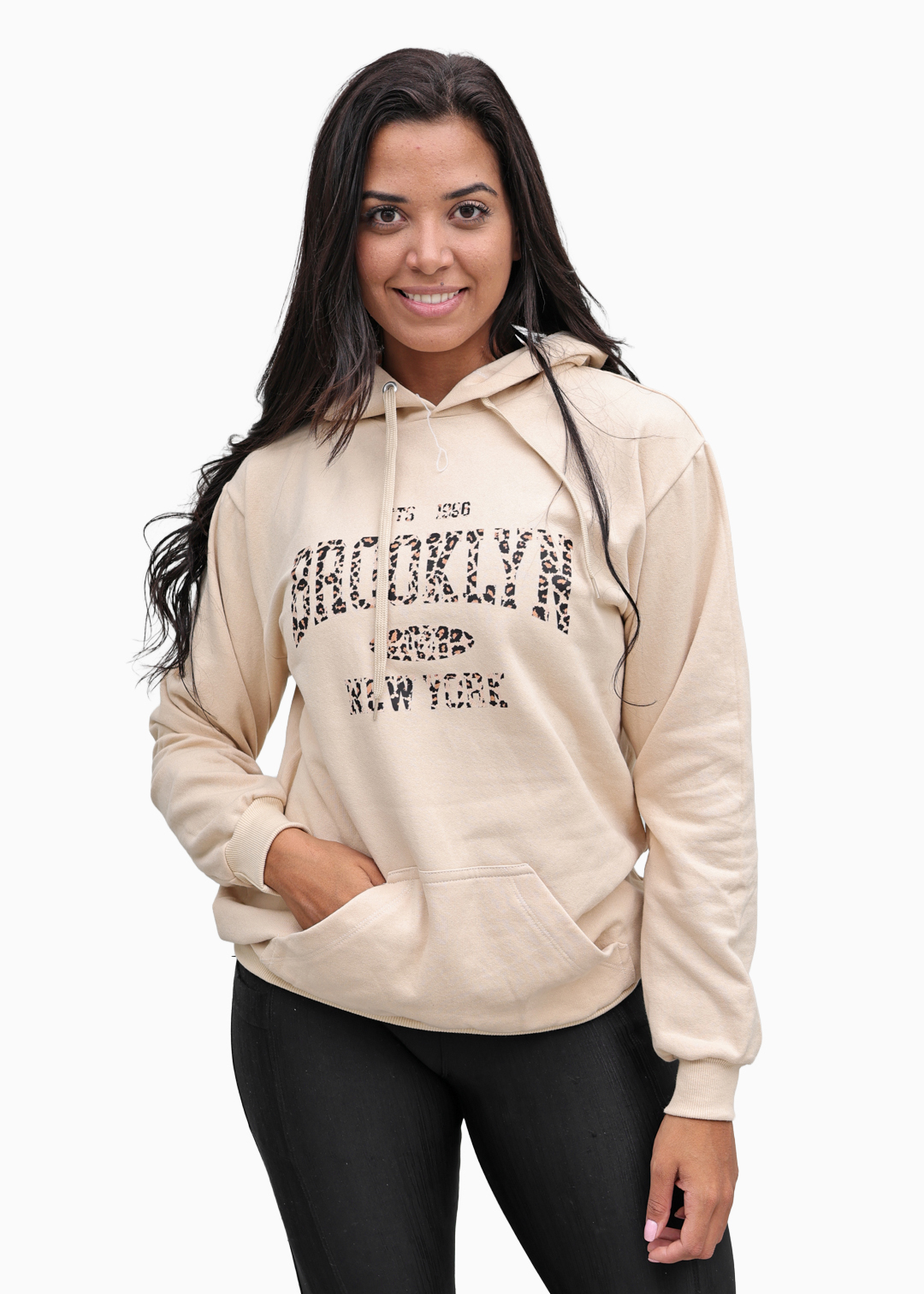 Moletom Feminino Canguru Caqui Brooklyn2 Algodão