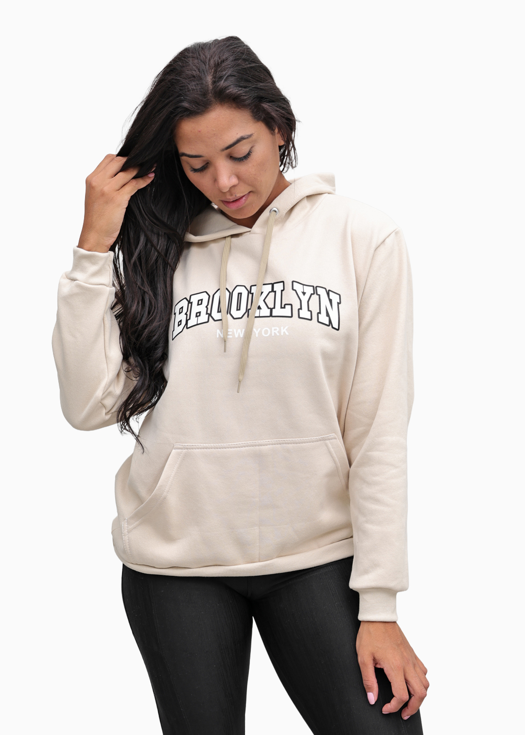 Moletom Feminino Canguru Caqui Brooklyn3 Algodão