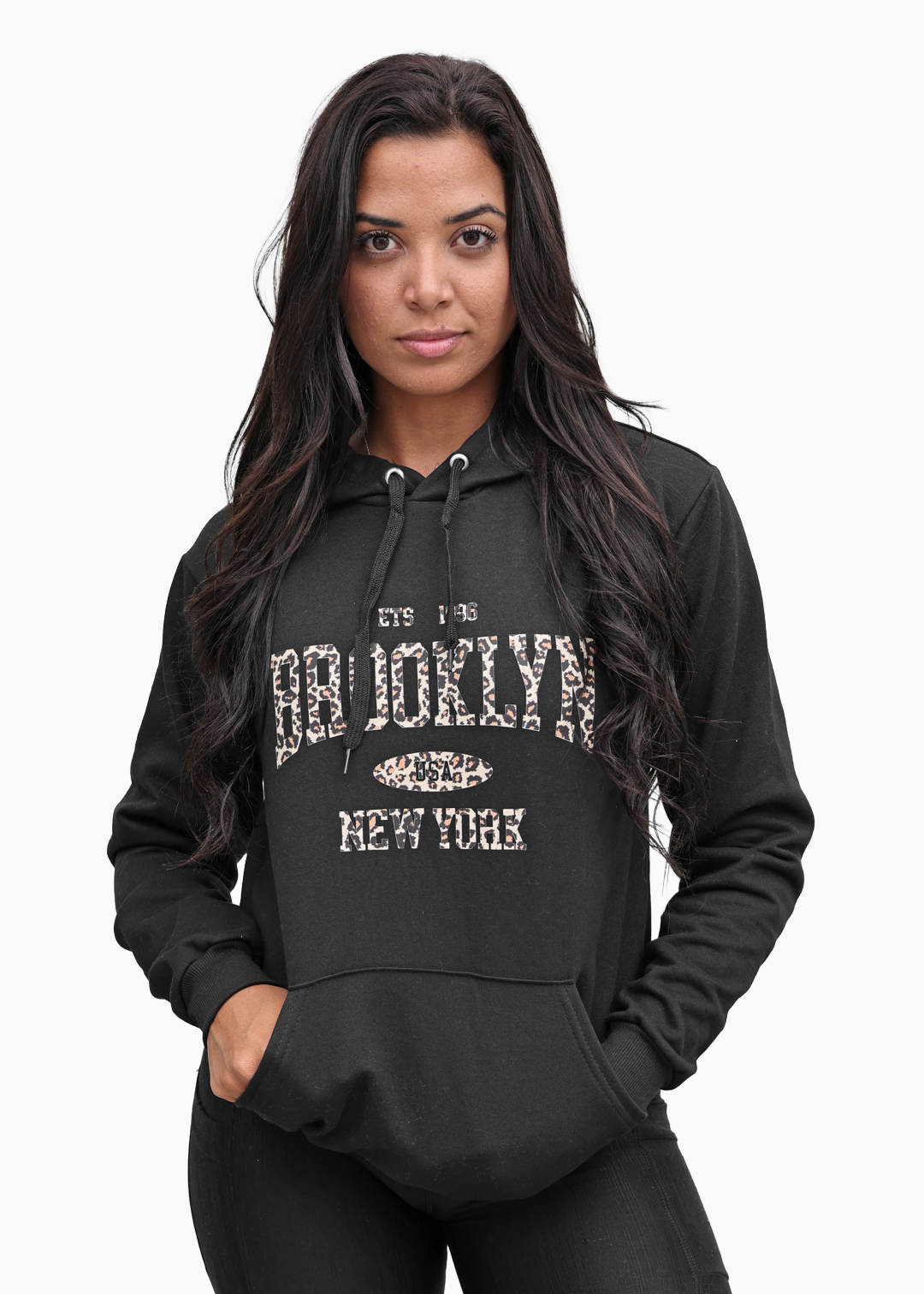 Moletom Feminino Canguru Preto Brooklyn2 Algodão