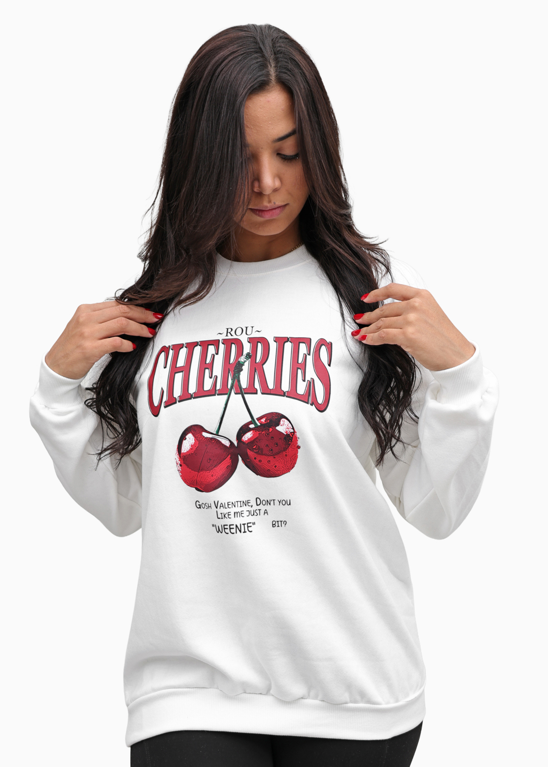 Moletom Feminino Careca Off White Cherries Algodão